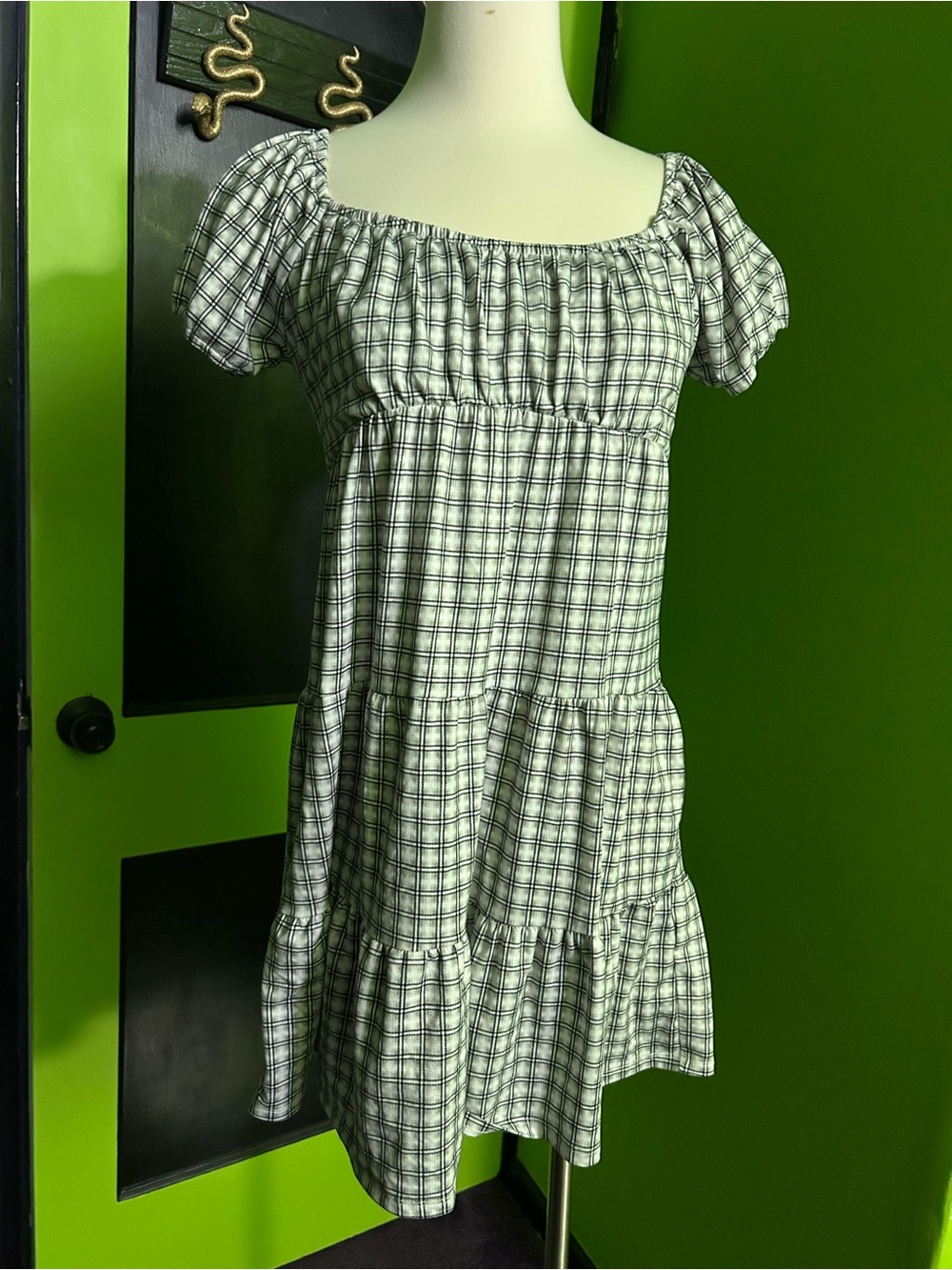 Cozy Plaid Baby Doll Dress